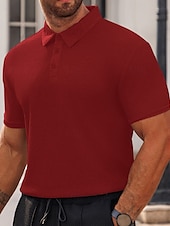 preiswerte Sport-Herren Poloshirts zum Suchbegriff: &quot;Waffel&quot; Golfhemd Arbeit Casual Kargen Kurzarm Basic Modern Glatt Knopf Sommer Frühling Regular Fit Schwarz Weiß Gelb Rote Hellgrau Hellblau Poloshirts zum