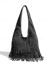 cheap Handbag &amp; Totes-Women&#039;s Boho Fringe Shoulder Bag Hobo Handbag – Vintage Faux Suede Handbag for Music Festivals, Casual Outings &amp; Travel