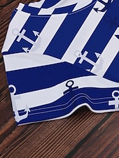 billige Stripe og geometrisk t-skjorte-Dame T skjorte Stripet Anker Fritid Kortermet Rund hals Vanlige topper Daglig Trykt mønster Marineblå Sommer