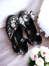 billige Blomsterjente-jenteglittersløyfe mary jane sko - glitrende rhinestone leiligheter for fester og bryllup