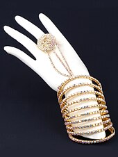 cheap Women&#039;s Bracelet-Luxury Rhinestone Hand Chain Bracelet with Ring – Sparkling Statement Jewelry for Women, Perfect for Weddings, Parties and Gala Events