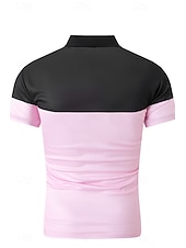 cheap Men&#039;s Classic Polo-Men&#039;s Golf Shirt Golf Polos Shirts Work Business Lapel Short Sleeve Modern Comfortable Color Block Patchwork Buttons Summer Spring Regular Fit Wine Pinky Yellow Blue Green Light Sky Blue Golf Shirt