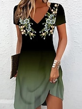 ieftine rochie florală-Rochie mini pentru femei Rochie A Line Rochie de soare Rochie de vară Vacanță Casual Vacanță Zilnic Regular Fit Grafic Floral Mâneci Scurte Gât Crew Albastru Închis Vară