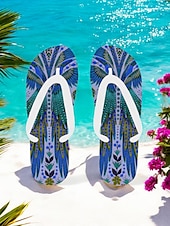 economico Infradito da Vacanza-infradito etniche boho da donna - sandali da spiaggia con motivo tribale vintage, comode pantofole estive per viaggi e festival