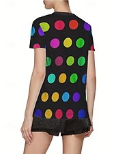 cheap Art&amp;Design tee-Women&#039;s T Shirt Summer Tops Graphic Polka Dot Classic Casual Short Sleeve Crew Neck Crop Tops Daily Weekend Print Rainbow Summer Spring Fall
