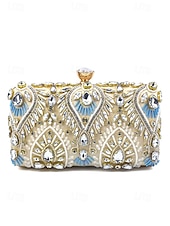 economico Clutch e borsette da sera-Per donna Clutch Borsa da Sera Polsiera Borse a Spalla Seta Feste Ricevimento di matrimonio Strass Perline Paillettes Borsa Multiuso Tinta unica Nero Blu Oro