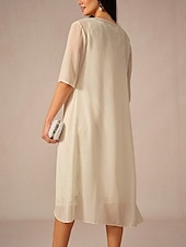 billiga Blusar &amp;amp; skjortor-dam chiffong cover-up jacka enfärgad elegant elegant halvärm champagne sommar vår