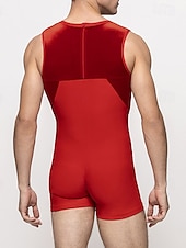 preiswerte Herren-Trainingsanzug und Kapuzenpullover-Herren Trainingsanzug Formwäsche Bodysuit Gymnastikanzüge Rundhalsausschnitt Outdoor Sport Patchwork Glatt Schwarz Rote Polyester Sportkleidung Sport und Freizeit Gymnastik Frühling