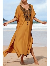 cheap Boho Dress-Women&#039;s Midi Dress Casual Dress Boho Dress Print Dress Fashion Modern Going out Beach Weekend Regular Fit Flower Short Sleeve V Neck Yellow Summer