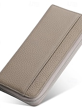 cheap Wallets-Women&#039;s Wallet Credit Card Holder Wallet Leather Cowhide Outdoor Office Shopping Zipper Multiple pockets Large Capacity RFID Blocking Solid Color Black Pink Blue