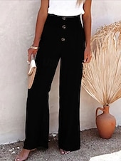 economico Pantaloni-Per donna Pantaloni in cotone e lino Pantaloni Eleganti Pantaloni Palazzo Casual Lunghezza intera Naturale Semplice Elastico in vita Comodo All&#039;aperto Confortevole Streetwear Abbigliamento quotidiano