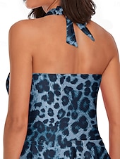 abordables Maillots de bain léopard-Femme Maillots de Bain Tankini Maillot de bain Mode Sexy Léopard Sans Manches Maillots de bain
