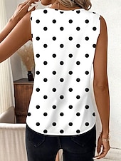 tanie Tank topy i topy na ramiączkach damskie-Damskie Top z ramiączkami Graficzny Groszki Elegancki Codzienny Bez rękawów W serek Zwykłe topy Codzienny Nadruk Biały Lato