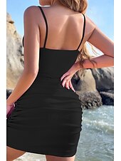 economico Abiti di Laurea-Per donna Mini Abito Abito Bianco Abito da laurea Abito Sottoveste Moda All&#039;aperto Compleanno Laurea Vestibilità regolare Semplice Senza Maniche Spalline sottili Nero Bianco Rosa Blu Reale Estate