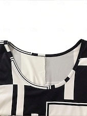 preiswerte Streifen- und geometrische Kleider-Damen Mini Kleid A-Linien Kleid Sommer Kleid Schulterfreies Kleid Urlaub Lässig Täglich Lockere Passform Grafik Geometrisch Ärmellos U-Ausschnitt Schwarz Sommer