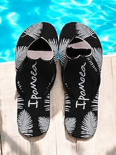 baratos Sandálias de Férias-chinelos femininos em formato de coração – sandálias de praia casuais douradas metálicas com estampa tropical para uso no verão, na piscina e nas férias