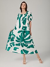 abordables Robes décontractées-robe ample à col bateau et imprimé color-block