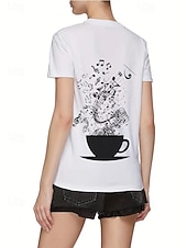 baratos Camiseta de Arte &amp; Design-Mulheres Camiseta Tops de verão Imprimir Gráfico Música Clássico Casual Manga Curta Gola Redonda Tops curtos Diário Final de semana Arco-íris Verão Primavera Outono
