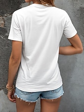 abordables T-shirt Humor &amp; Citations-Femmes Chemisier Graphique Coq Lettre ancien Élégant Classique Manche Courte Col en V Hauts Réguliers Quotidien Sortir Tenue de plage Imprimé Noir Blanche Été Printemps