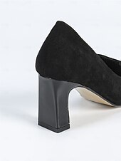 levne Block Heels-dámské dvoubarevné semišové a lakované lodičky na podpatku - elegantní business a párty boty s detailem přezky