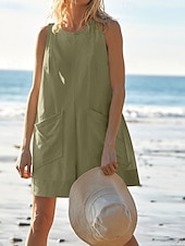 abordables grenouillère-Rompere femme active unie sans manches col rond poche vacances quotidienne coupe régulière noir rose vert armée été