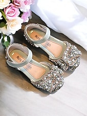 preiswerte Blumenmädchen-Mary-Jane-Schuhe für Mädchen mit Strass-Schleife – glitzernde, mit Perlen verzierte Party-Ballerinas für Hochzeiten und besondere Anlässe