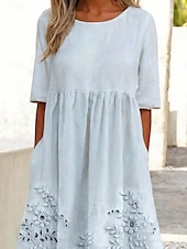 tanie Prosta sukienka-Sukienka Damska Mini Sukienka A Linia Sukienka T-Shirt Sukienka Letnia Wakacyjna Stylowa Casual Wakacyjna Codzienna Regularne Dopasowanie Graficzna Krótki Rękaw Okrągły Dekolt Przytłumiona Niebieska