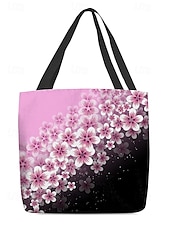 economico Borsette e borse tote-&quot;borsa tote floreale per donna – elegante borsa di grande capienza con motivo floreale nero e rosa, perfetta per lo shopping, i viaggi e l&#039;uso quotidiano&quot;