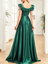preiswerte Bodenlänge-Kleid Mutter der Braut Kleid Elegantes Party V-Ausschnitt Bodenlang Polyester Ärmellos mit Rüschchen