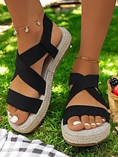 cheap Vacation Sandals-Women&#039;s Colorful Espadrille Platform Sandals – Stylish and Comfortable Strappy Summer Sandals for Casual Outfits and Beach Vacations
