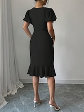 abordables Robe Simple-Robe de Graduation Femme Robe Mini Uni Robe Bodycon Semi-Formelle Bureau Ajustement Normal Graphique Manches Courtes Col Rond Noir Rose Bleu Ciel Fuchsia Été