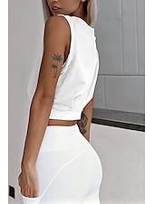 cheap Blouses &amp; Shirts-Women&#039;s Blouse Plain Casual Sleeveless Crew Neck Regular Tops Daily Holiday Going out Ruched Black White Army Green Summer