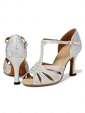 preiswerte Lateinamerikanische Schuhe-funkelnde Strass-Sandalen für Gesellschaftstanz – lateinamerikanische Salsa-Schuhe mit hohen Absätzen für Damen