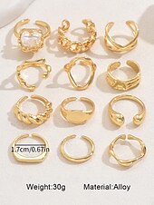 economico Anelli da donna-set di anelli in oro statement per donna – anelli vintage alla moda e massicci impilabili, gioielli di moda per feste, matrimoni e uso quotidiano