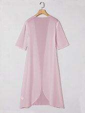 preiswerte Blusen-Damen Chiffon Überwurfjacke einfarbig elegant stylisch Halbarm Salbeigrün Sommer Frühling