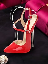 economico Festa Notturna-décolleté stiletto con cinturino alla caviglia in vernice rosa – tacchi alti alla moda per feste e discoteche da donna