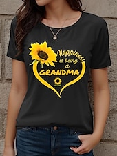 economico Magliette Festa della Mamma-Festa della mamma Per donna Maglietta Floreale Grafico Lettera Casual Manica Corta Girocollo Top Regolari Quotidiano Stampato Nero Bianco Verde Estate
