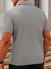 preiswerte Sport-Herren Poloshirts zum Suchbegriff: &quot;Waffel&quot; Golfhemd Arbeit Casual Kargen Kurzarm Basic Modern Glatt Knopf Sommer Frühling Regular Fit Schwarz Weiß Gelb Rote Hellgrau Hellblau Poloshirts zum