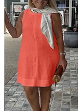 abordables Robes-Femmes Mini Robe Robes inspirées du lin Robe débardeur Robe d&#039;été Mode Moderne Quotidien Fête Week-end Coupe régulière Uni Sans manches Col ras du cou Noir Blanche Jaune Orange Été
