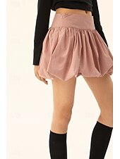 levne Mini sukně-Dámské Sukně Minisukně Módní Mini Střední vzestup Sukně Bez vzoru Nabírané šaty Lehce elastické Dovolená ulice Černá Růžová Velbloudí Šedá Léto Polyester