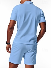 olcso Vakáció-Férfi Pólóingek Quarter Zip Polo Szabadtéri Hétköznapi viselet Hajtóka Rövid ujjú Divat Hawaii Sima 2 db Nyár Normál Fekete Fehér Sötétkék Királykék Lóhere Khakizöld Pólóingek