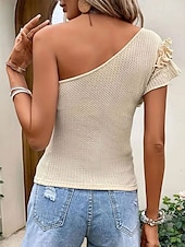 olcso Blúzok és ingek-Női Camisole Tank Top Sima Alap Modern Ujjatlan hideg váll Normál felsők Napi Szabadság Fodrozott Sárga Sötétkék Medence Fukszia Khakizöld Nyár