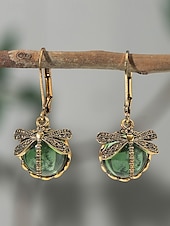 billige Øredobber for kvinner-intage dragonfly dangle øredobber for kvinner – gullbelagte boho drop-øreringer med blå glassperler, naturinspirerte smykker for uformelle, fest- og gaveanledninger