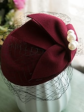 abordables Chapeaux de fête-Chapeaux Tulle Tissu en Coton Chapeau melon / cloche Mariage Élégant ancien Avec Nœud Casque Couvre-chef