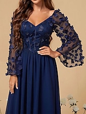 levne Pod $129,99-Šaty Šaty Matky Nevůsty Elegantní Party Neformální Čtvercový Výstřih Dlouhé Délky Chiffon Polyester Dlouhé Rukávy s Jednobarevnými Svatební Host Šaty