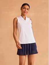 cheap Polos &amp; Quarterzips-Women&#039;s Golf Polo Shirt Baby blue Lake blue Black Sleeveless Top Ladies Golf Attire Clothes Outfits Wear Apparel