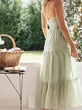 abordables Robes de vacances-Femmes Robe Midi Robe de remise des diplômes Mode Extérieur Date Sortir Coupe régulière Uni Sans manches Bretelles spaghetti Bleu Vert Été