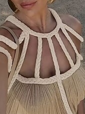 abordables Robes de plage-Maillots de bain pour femmes robe de bain couverture maillot de bain découpé vacances plage wear couleur unie col halter sans manches maillots de bain