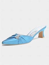 economico tacchi kitten-mules da donna con tacco a gattino impreziosite da fiocco in raso dorato – eleganti scarpe slip-on a punta per la sera e l&#039;appuntamento serale