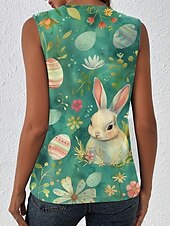 cheap Tank Tops &amp; Camis-Easter Women&#039;s Camisole Tank Top Floral Animal Casual Sleeveless Sleeveless U Neck Regular Tops Daily Buttons Print Green Summer